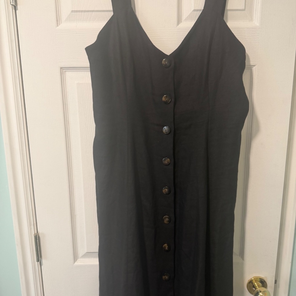 Sézane Black linen  Midi Dress size 14/46 - Picture 2 of 5